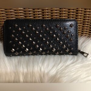 NWOT Black Studded Zip Around Wallet Unused!